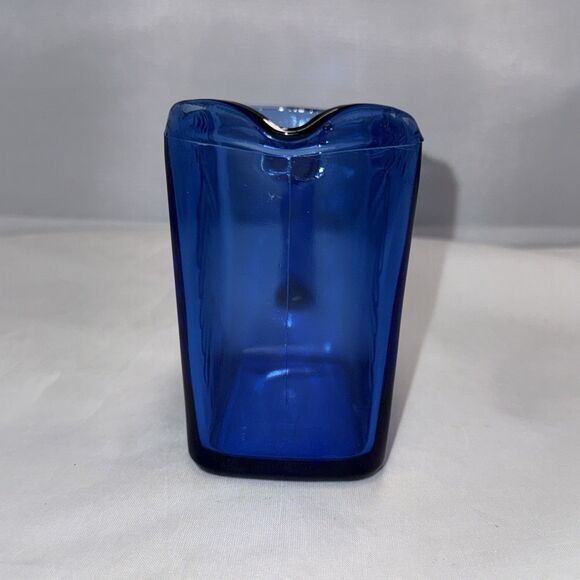 Vintage Hazel Atlas Depression Glass Cobalt Blue 12 oz. Chevron Creamer MCM 6" - Picture 2 of 10